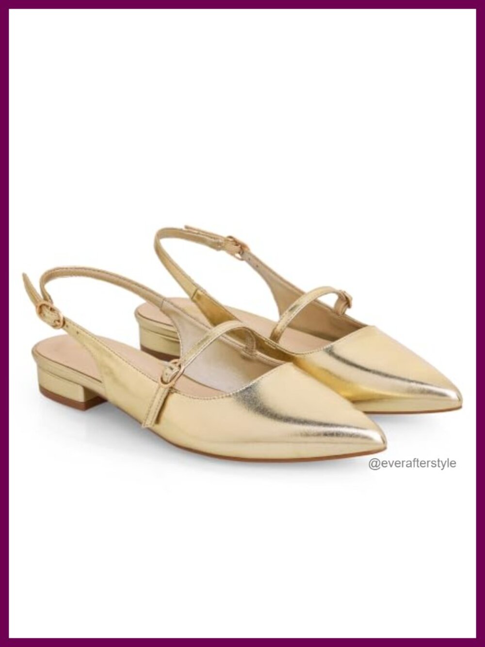 Slingback Flats Pointed Toe Low Heel Buckle Strap Comfortable Dress Work